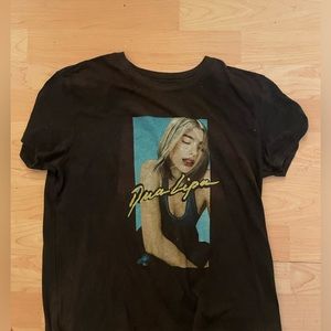 DUA LIPA washed Black Graphic T-shirt Tee Size M Women Short Sleeve AD10